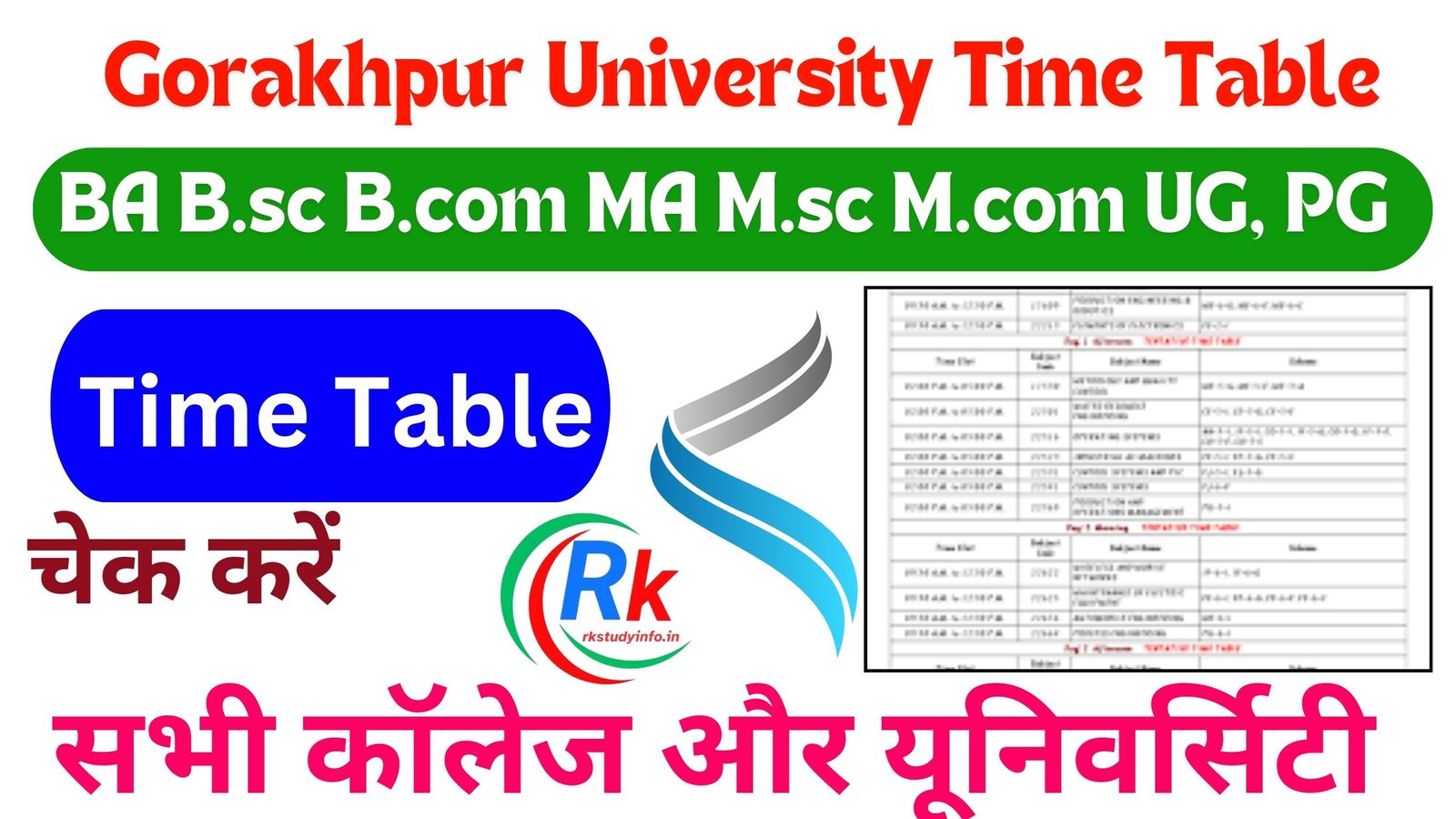 Gorakhpur University Time Table