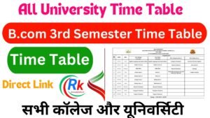 B.com 3rd Semester Time Table