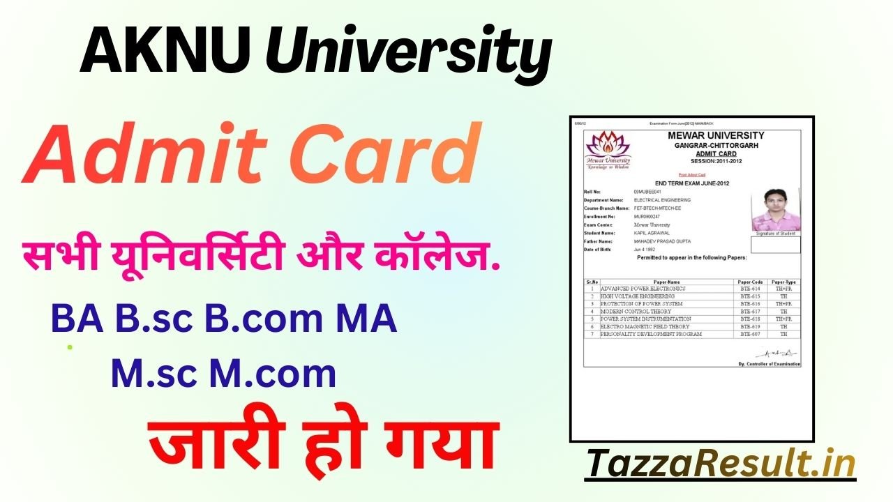 AKNU University Admit Card