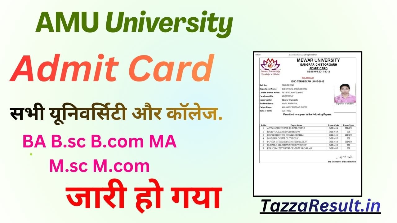 AMU University Admit Card