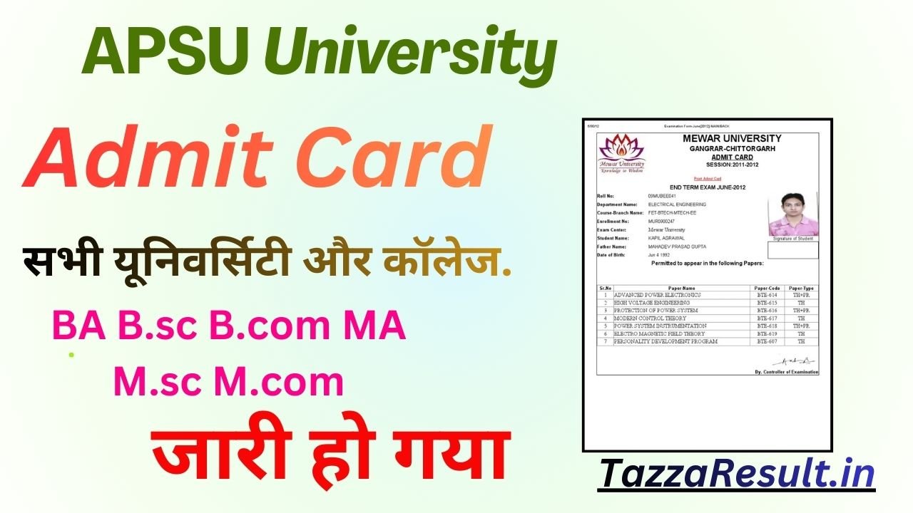 APSU University Admit Card