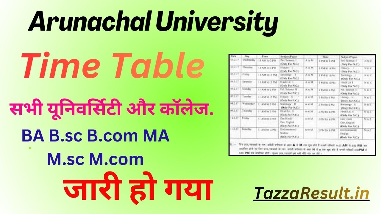 Arunachal University Time Table