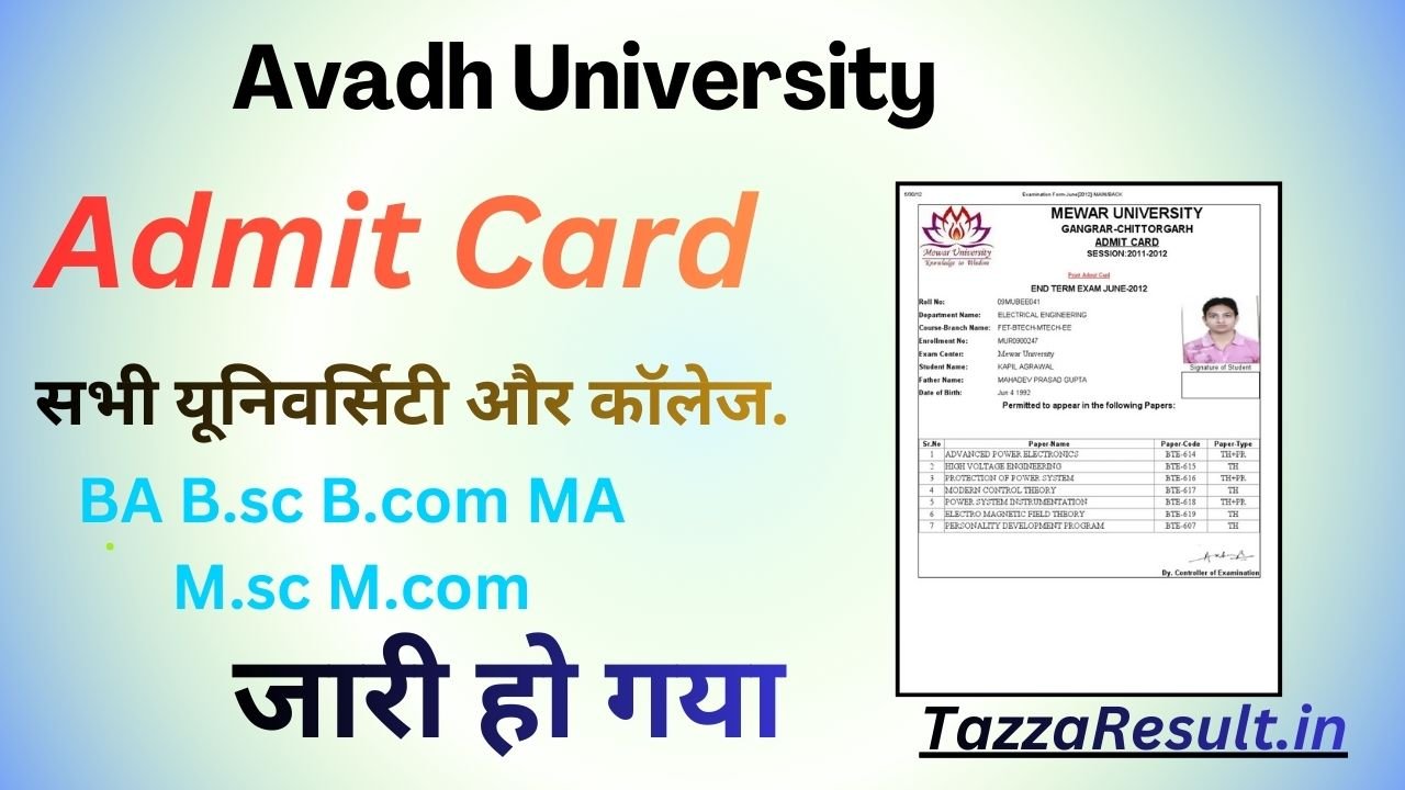 Avadh University Admit Card