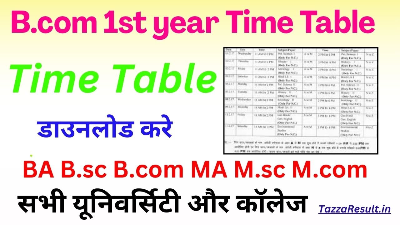 B.com 1st year Time Table