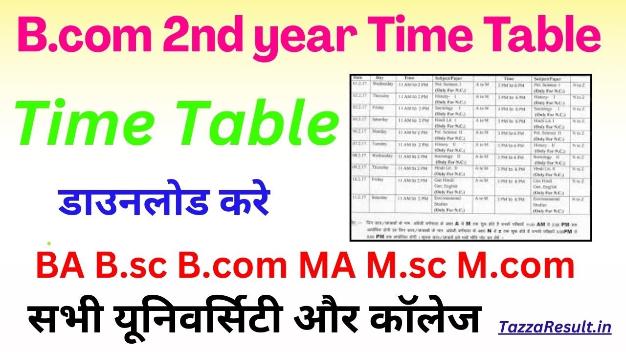 B.com 2nd year Time Table