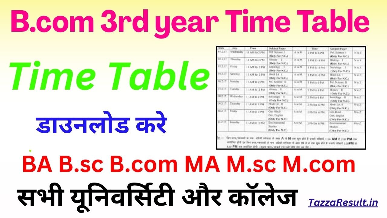 B.com 3rd year Time Table