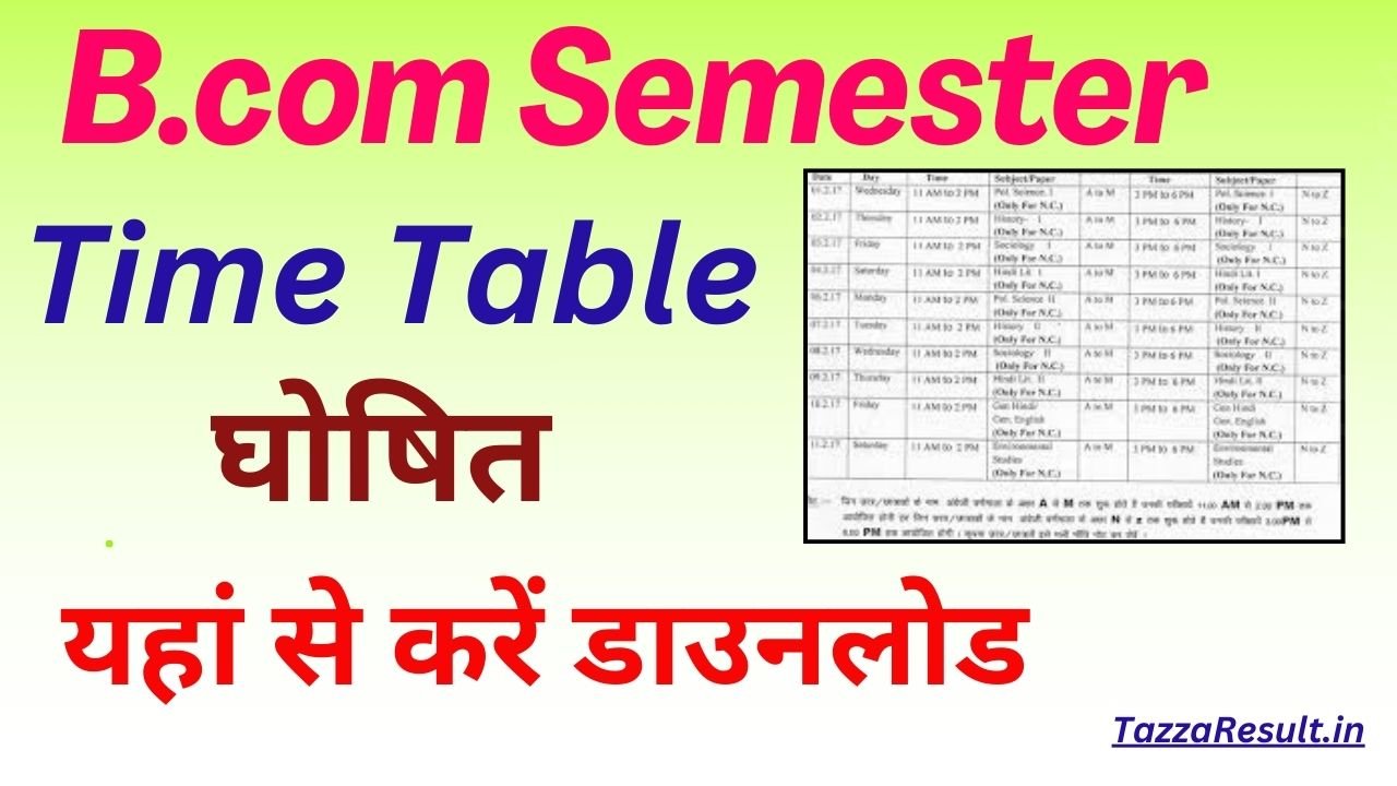 B.com Semester Time Table