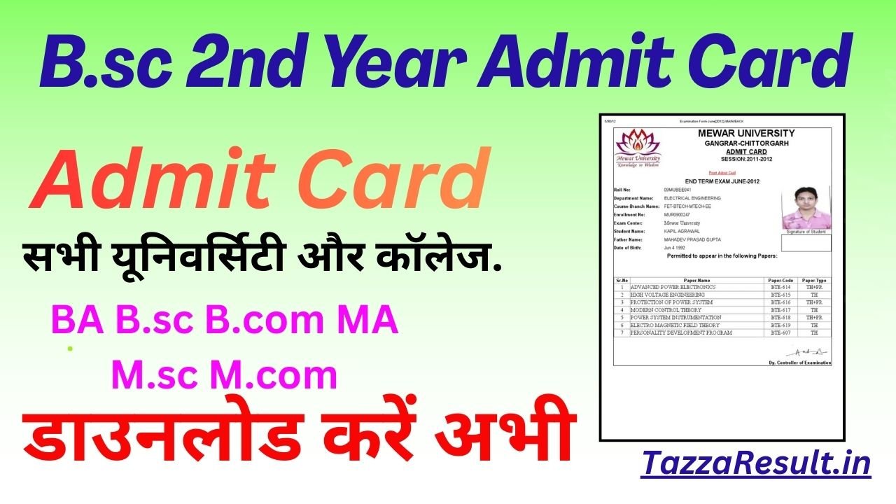 B.sc 2nd Year Admit Card