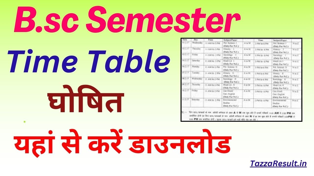 B.sc Semester Time Table