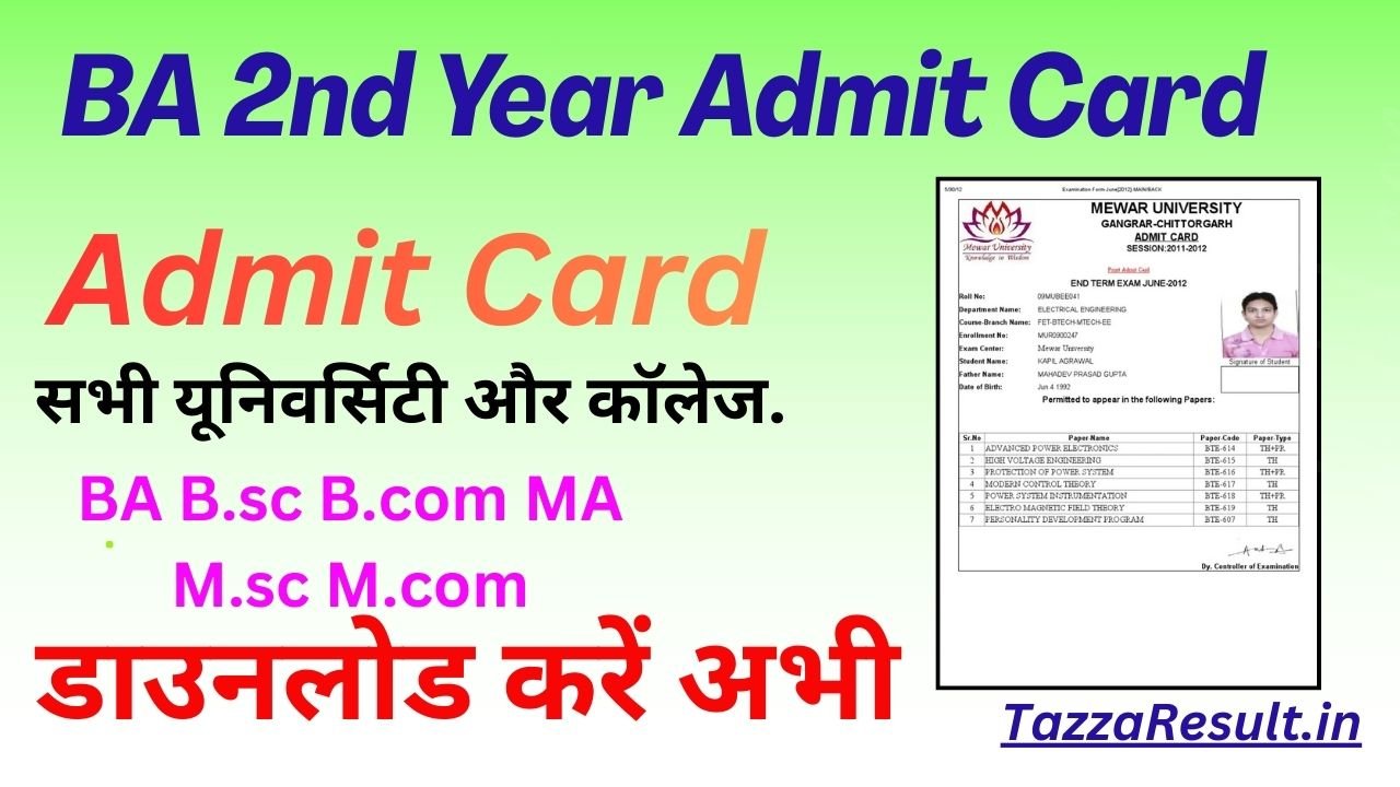 BA 2nd Year Admit Card