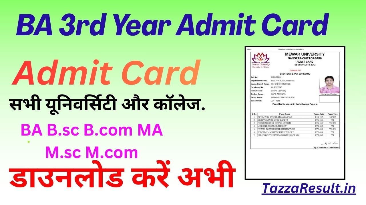 BA 3rd Year Admit Card