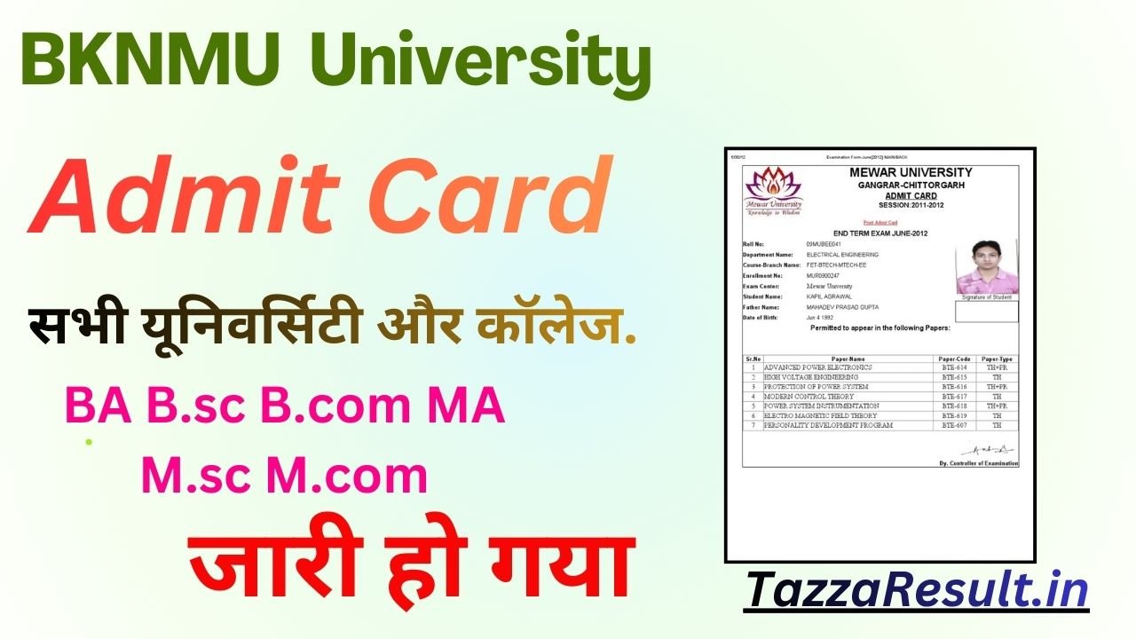 BKNMU University Admit Card