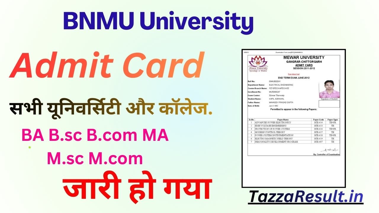 BNMU University Admit Card
