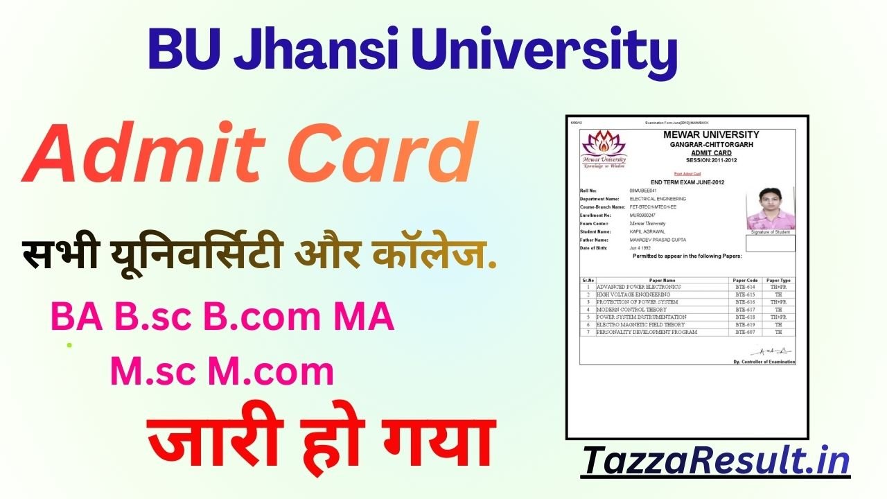BU Jhansi University Admit Card