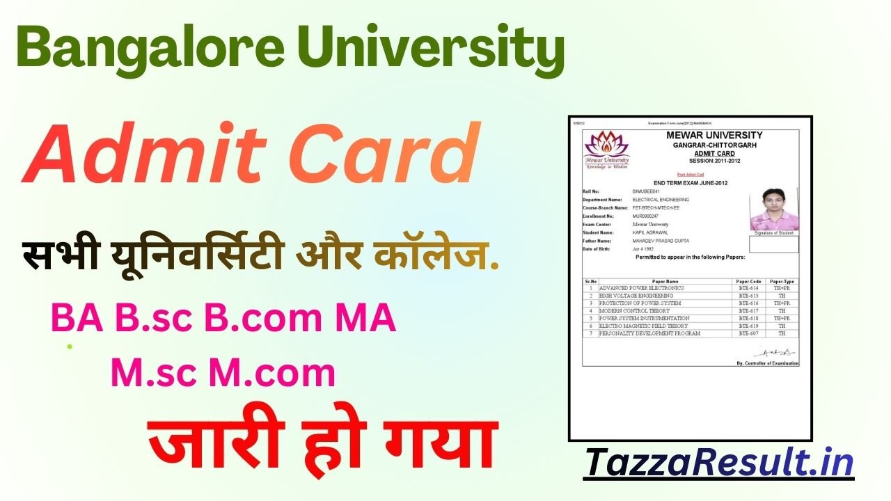 Bangalore University Admit Card