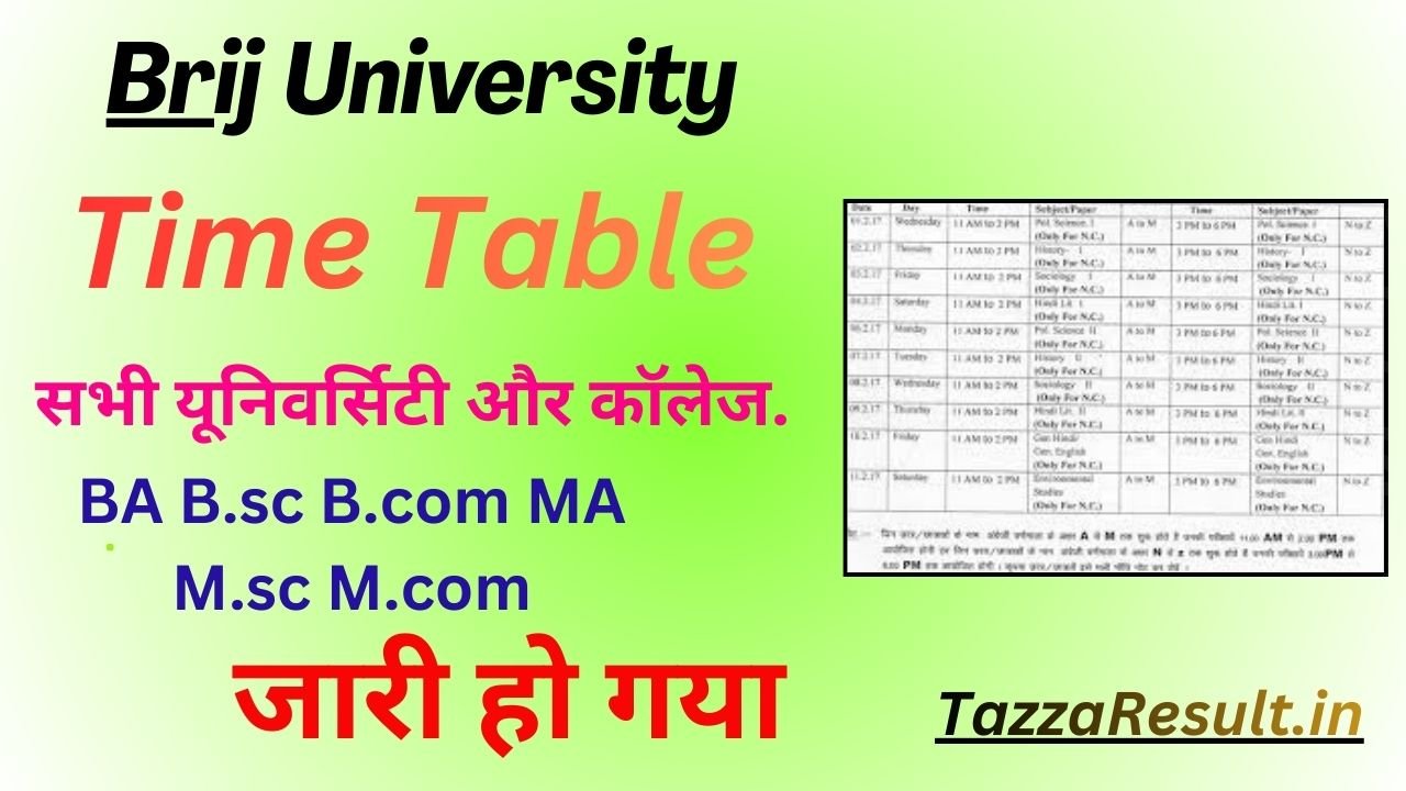 Brij University Time Table