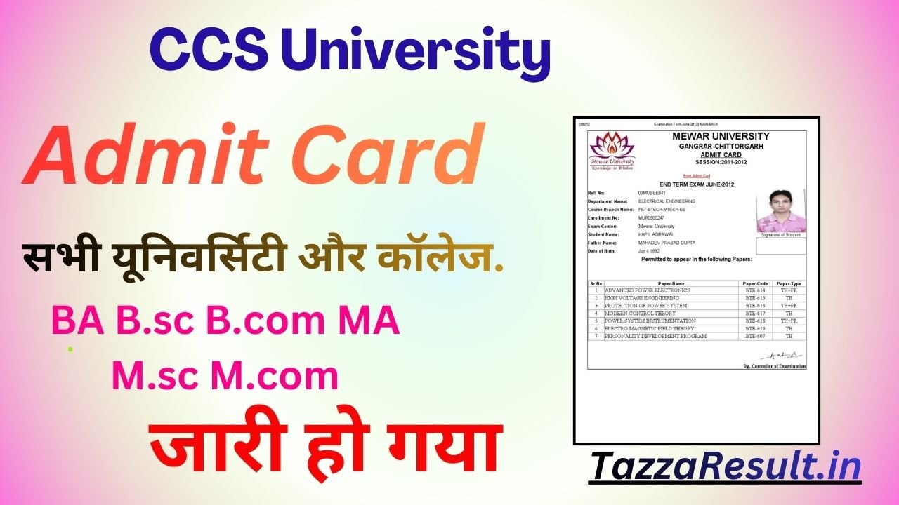 CCS University Admit CardCCS University Admit Card