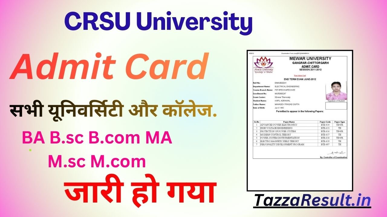 CRSU University Admit Card