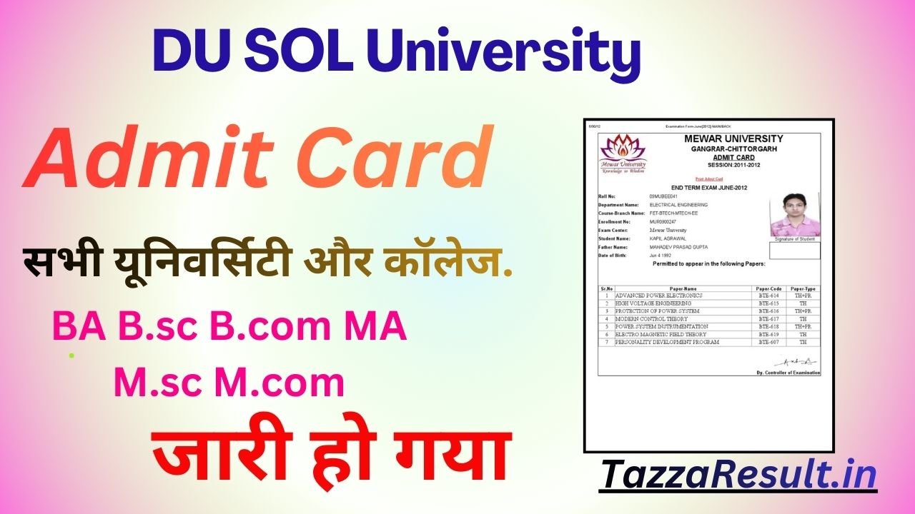 DU SOL University Admit Card