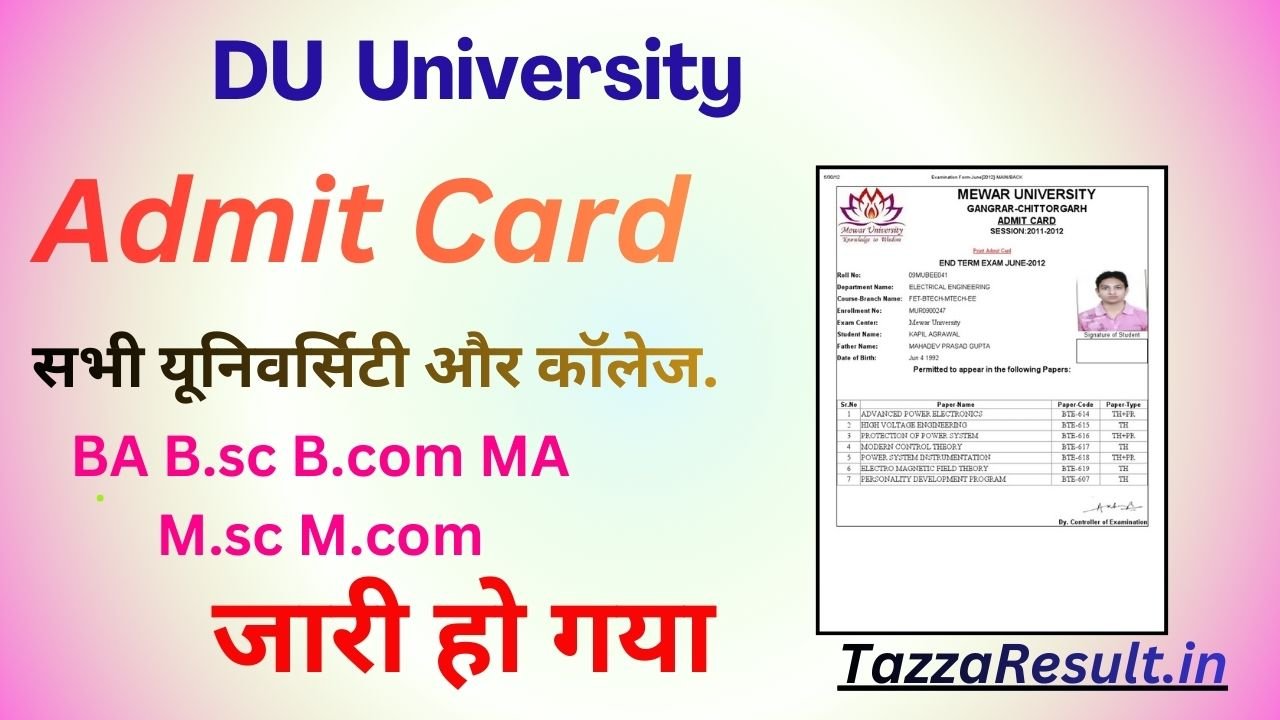 DU University Admit Card
