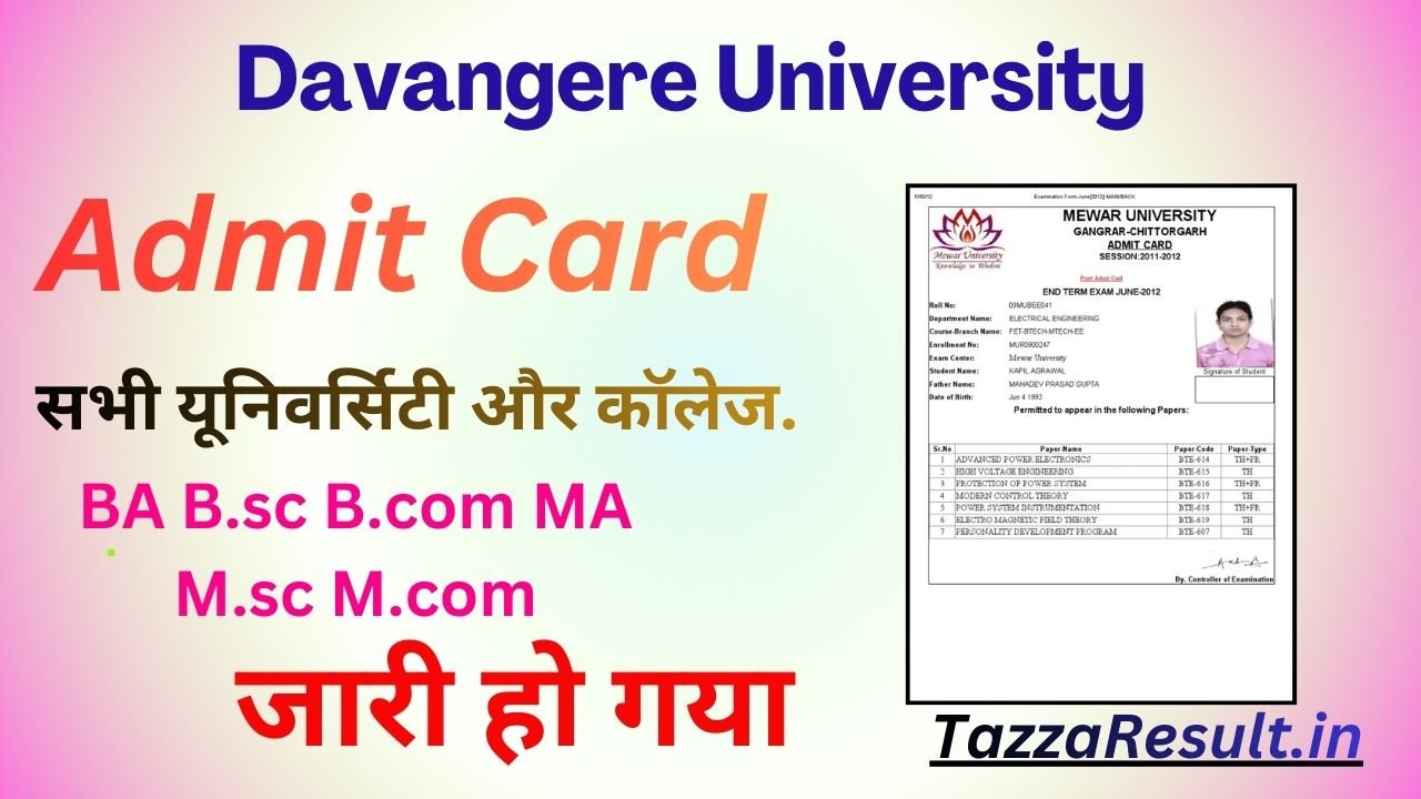 Davangere University Admit Card
