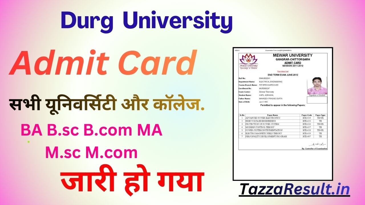 Durg University Admit Card