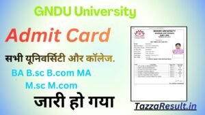 GNDU University Admit Card