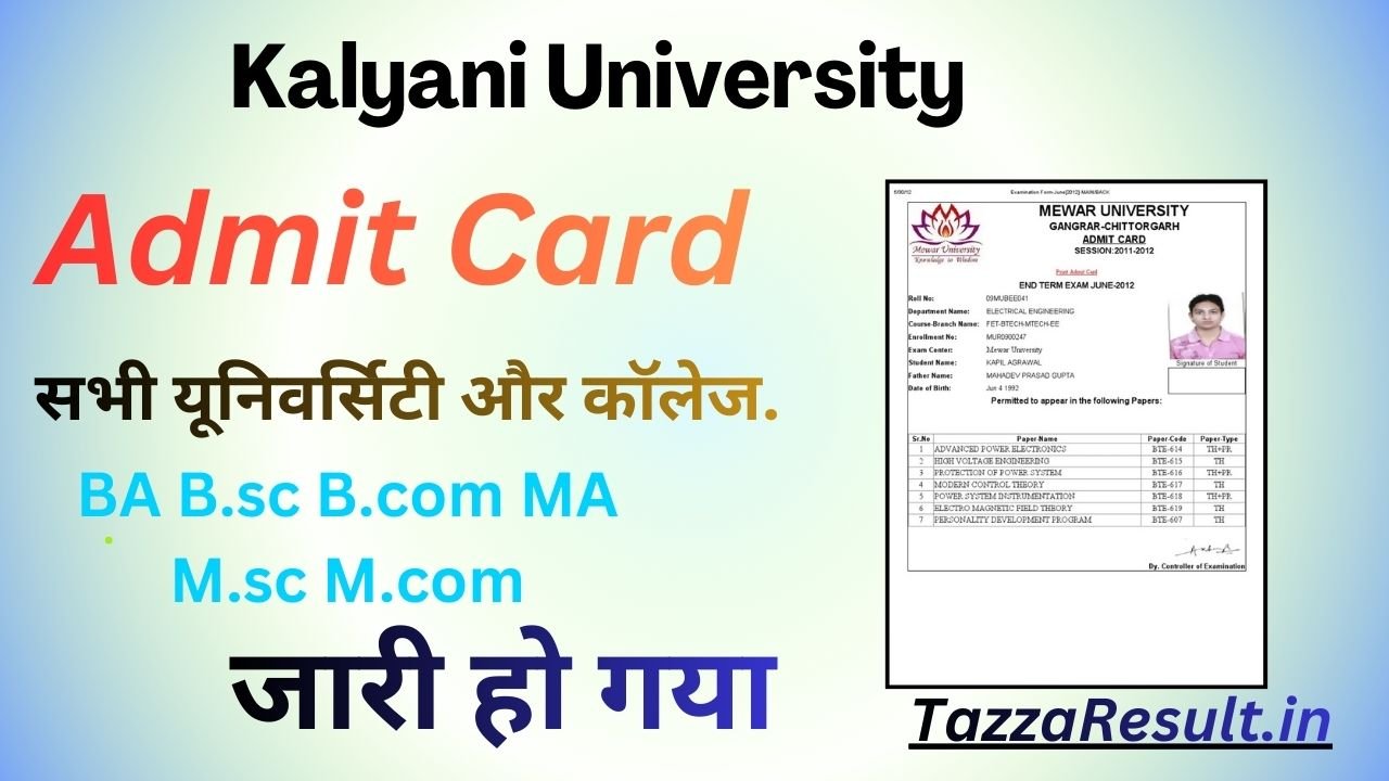 Kalyani University Admit Card