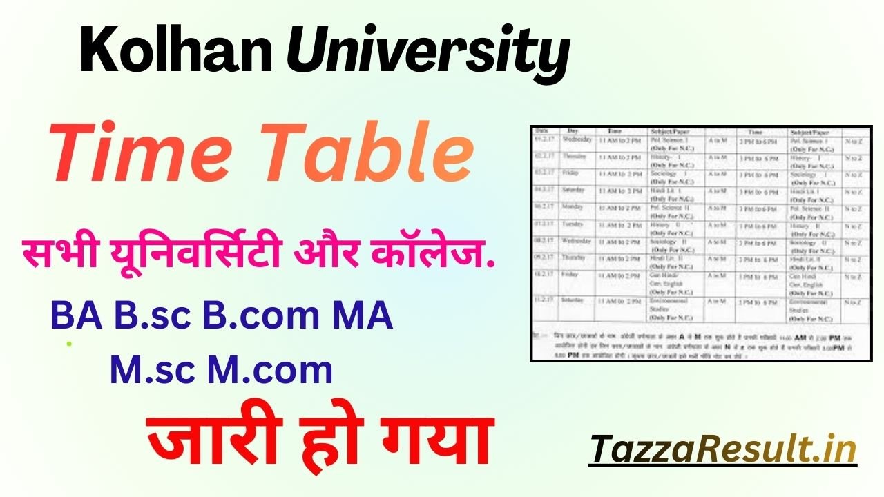 Kolhan University Time Table 2026