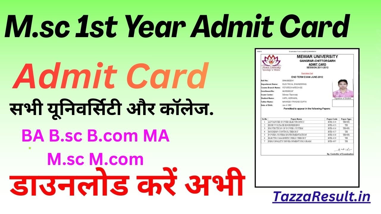 M.sc 1st Year Admit Card