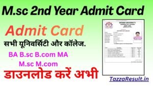 M.sc 2nd Year Admit Card