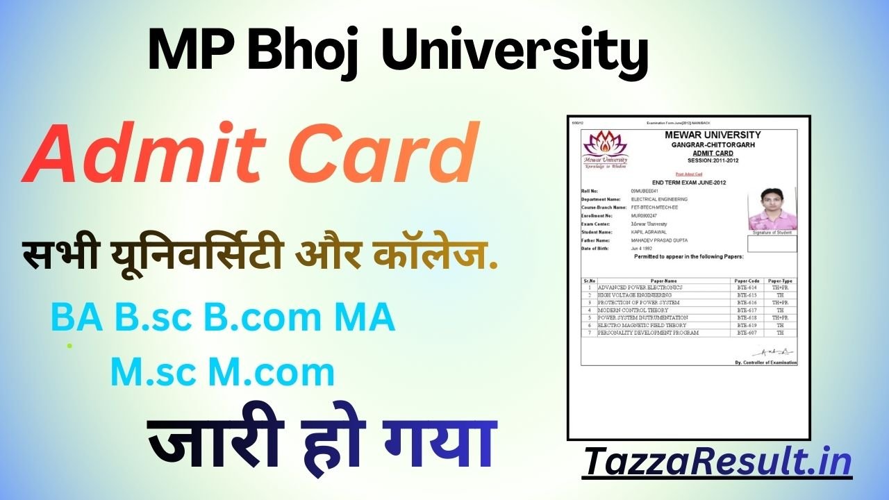 MP Bhoj University Admit Card