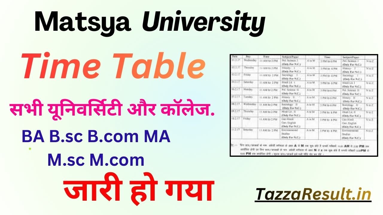 Matsya University Time Table