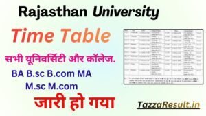 Rajasthan University Time Table