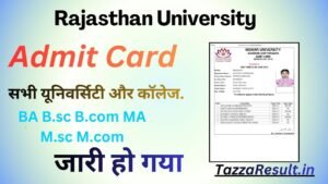 Rajasthan University Admit Card