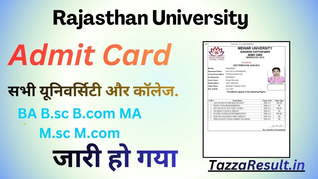 Rajasthan University Admit Card