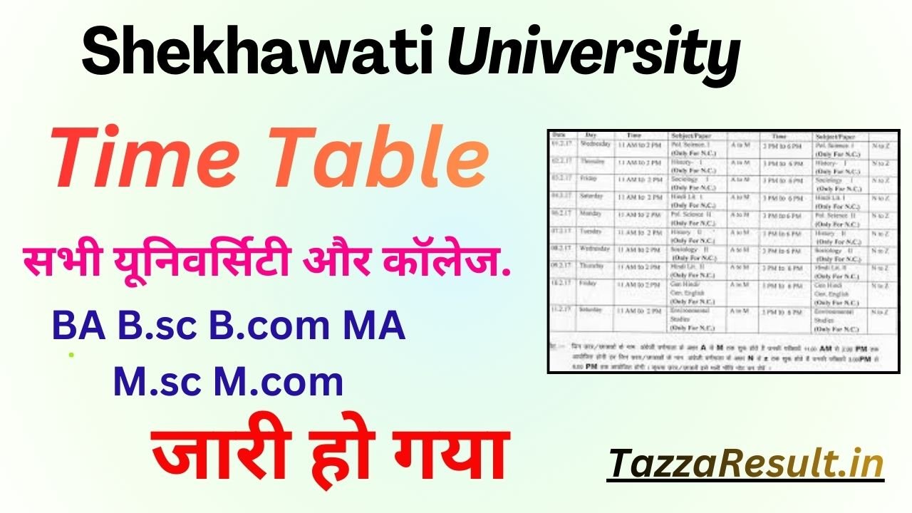Shekhawati University Time Table