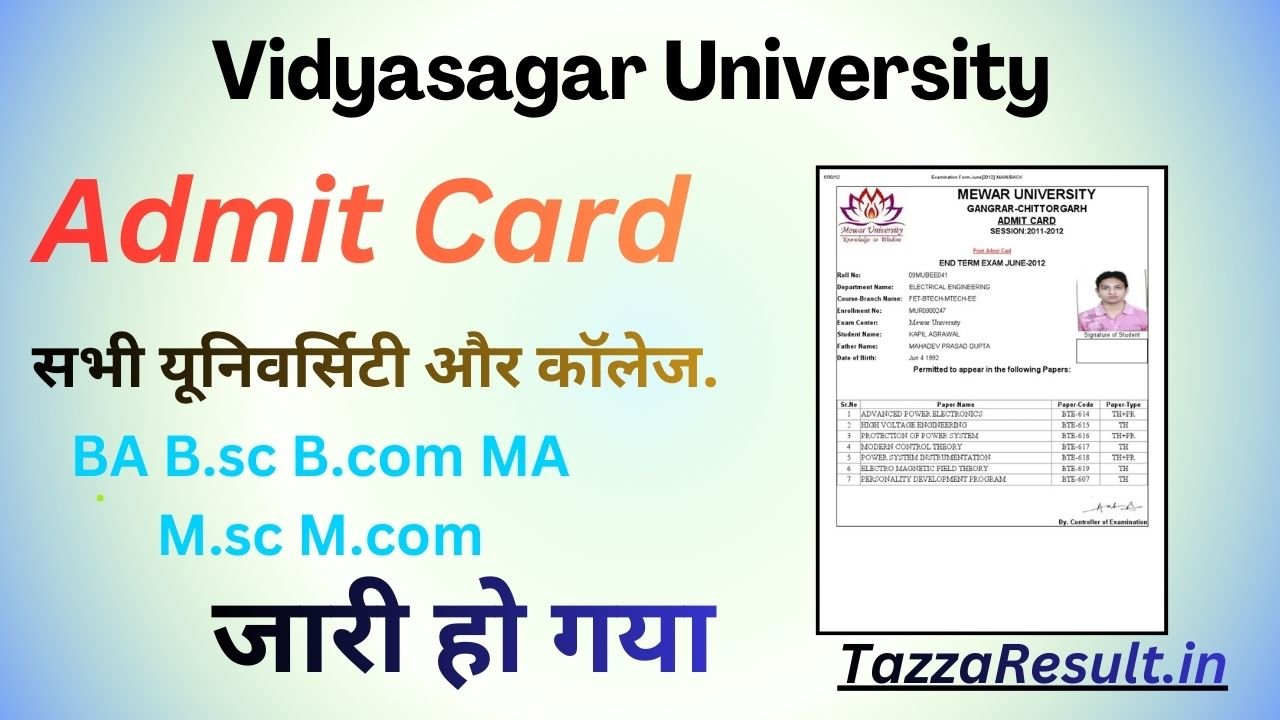 Vidyasagar University Admit Card