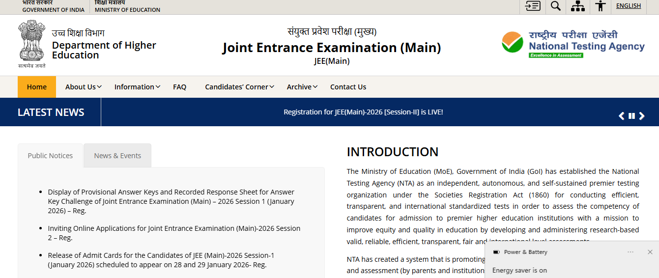 JEE Main Result 2026